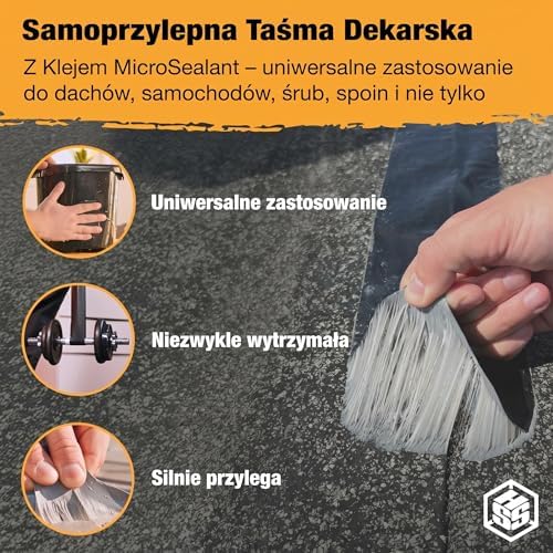 Samoprzylepna Taśma Naprawcza do Dachu MicroSealant – Wodoodporna Taśma Dekarska do Rynien i Uszczelnień – Biały – 15cm x 5m