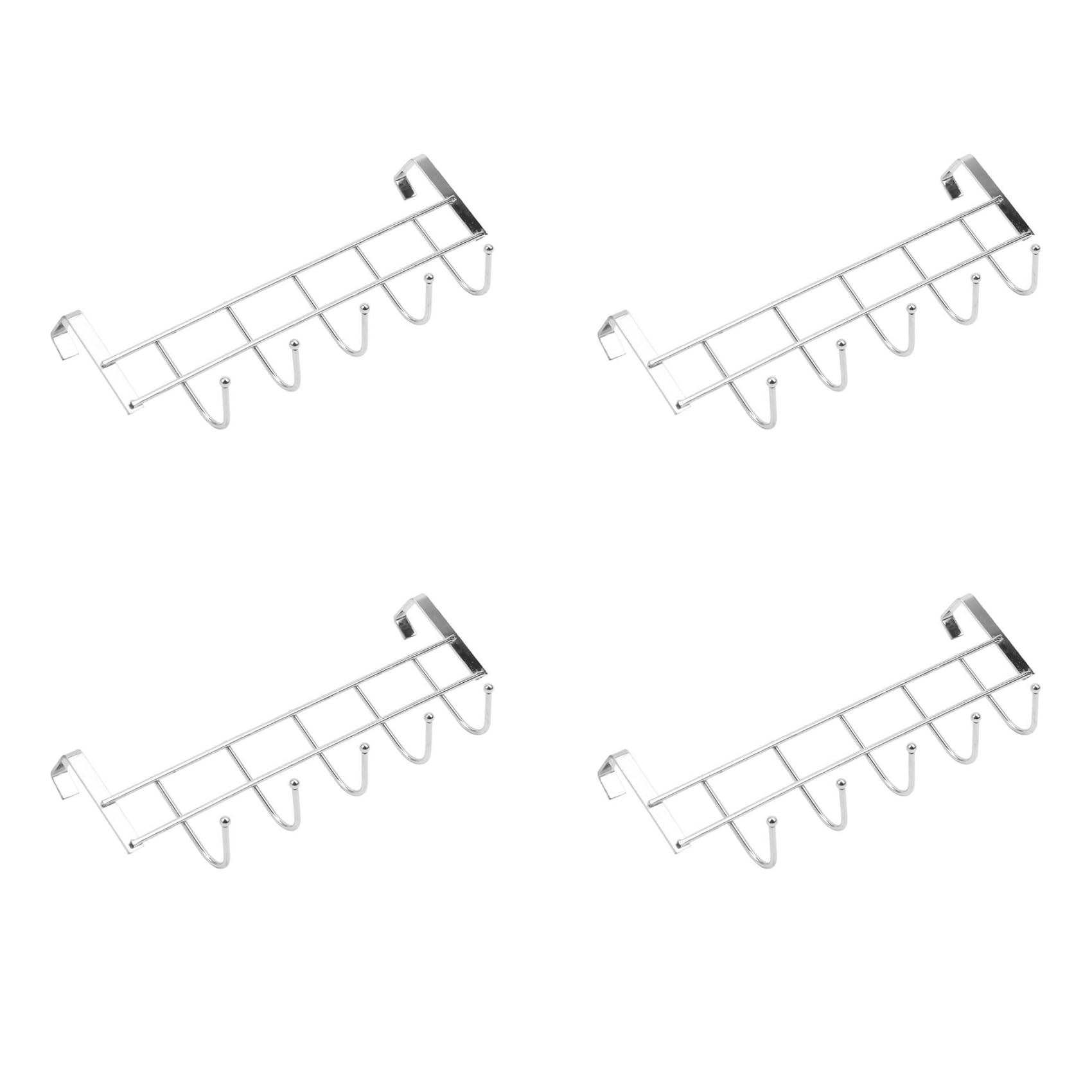 Vjsujehgy 4X 5 Hooks over Door Home Bathroom Kitchen Coat Towel Loop Hanger Rack Holder Shelf,Silver