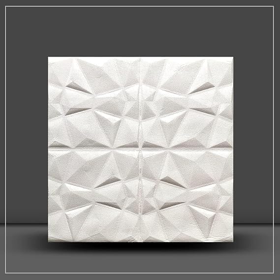 Image of DRONTER 3D Self-Adhesive Brick Wallpaper - PE Foam Wall Panels for Home, Bedroom, Living Room, and Cafe Decor | Easy Peel & Stick DIY Wall Stickers (White Diamond)