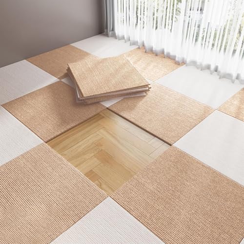 ELzEy Losetas de Alfombra for el hogar, losetas Autoadhesivas for Suelo Liso, pelar y Pegar, Alfombrillas Lavables y Resistentes al frío, 10 Uds.(Brown,20x20 Inch)