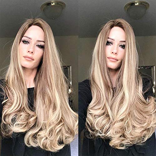 Blonde Ombre Wig Long Curly Synthetic Hair Full Wigs Heat Resistant Wig for Women None Lace Wigs