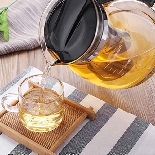 Yardwe Tetera de vidrio de 2000 ml Tetera de vidrio resistente al calor Tetera de filtro de acero inoxidable Tetera de… - Imagen 4