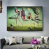 Wall Art Pictures 'The American Dream' By Salvador Dali Canvas Posters Famous Artwork Reproduction Abstract Paintings 90x140cm(35x55in) InnerFrame