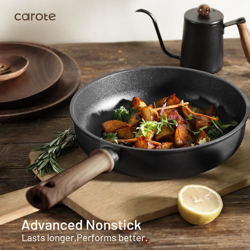 CAROTE 24Pcs Nonstick Kitchen Titanium Cookware Sets, Non stick Pots and Pans set, Induction Cookware Set Black by CAROTE - Image 3