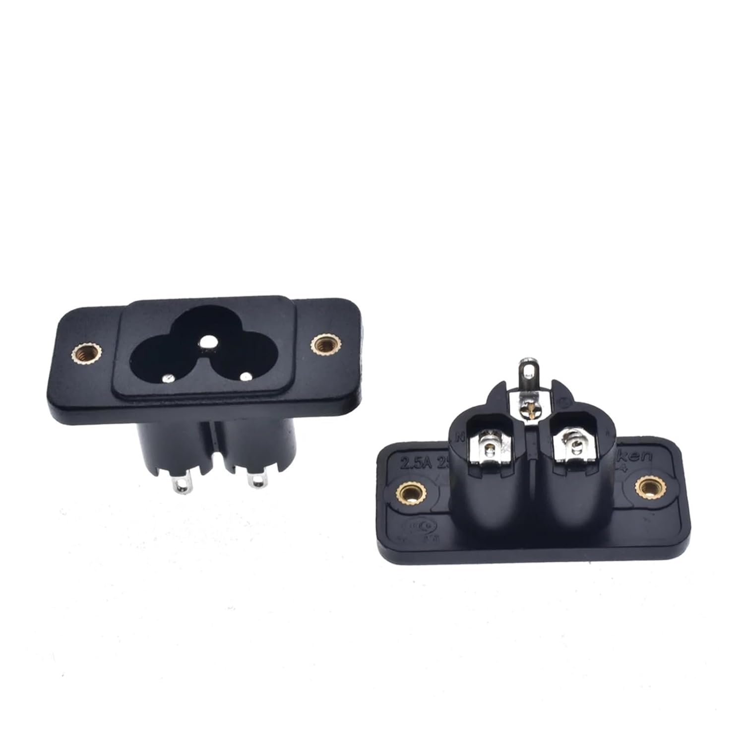AC 2.5A 250V 3 pin Voltage AC IEC 320 C6 Power Socket Connector 3 pin Black with Screw Hole Fixing C04(Type2)