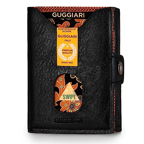 GUGGIARI Zen® Portefeuille Homme Petit | Portefeuille Homme Slim avec Porte Carte Bancaire | Idée Cadeau Homme | Portefeuille Minimaliste | Idéal comme Porte Monnaie ou Porte Cartes(Lava)