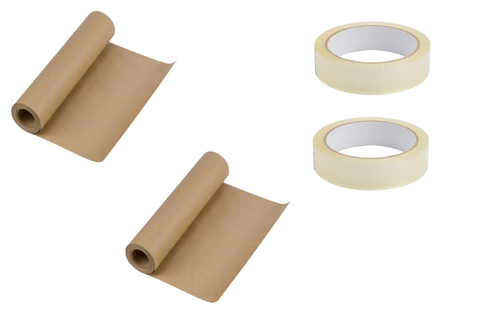 2 X Brown Kraft Paper Roll 400mm x 30meter - Biodegradable & Recyclable - Multipurpose Wrapping Paper Roll, Ideal for Gift Wrapping, Parcel Packing, Arts & Craft | With Free Clear Tape
