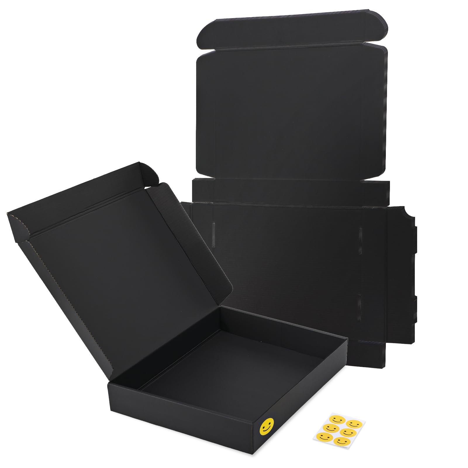 RLAVBL Shipping Boxes 13x10x2 Inch Matte Black, 331x254x51mm Corrugated Cardboard Box 6 Pack, Parcel Boxes for Posting, Small Business