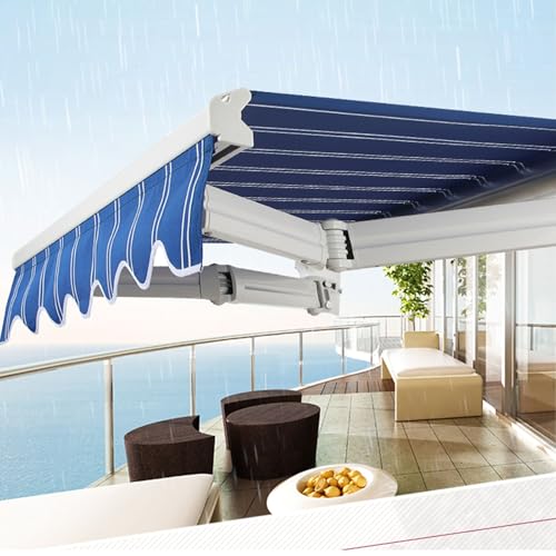 Patio Retractable Awning, Outdoor Sun Shade with Manual Crank Handle, Patio Awning Sunshade Shelter, Manual Retractable Outdoor Awning(9.8x8.2FT)
