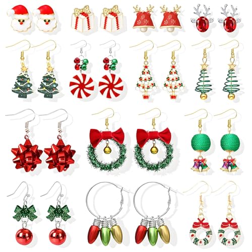 Christmas Earrings for Women Flamingo Tree Snowflake Bell Dangle Holiday Accessory Gift