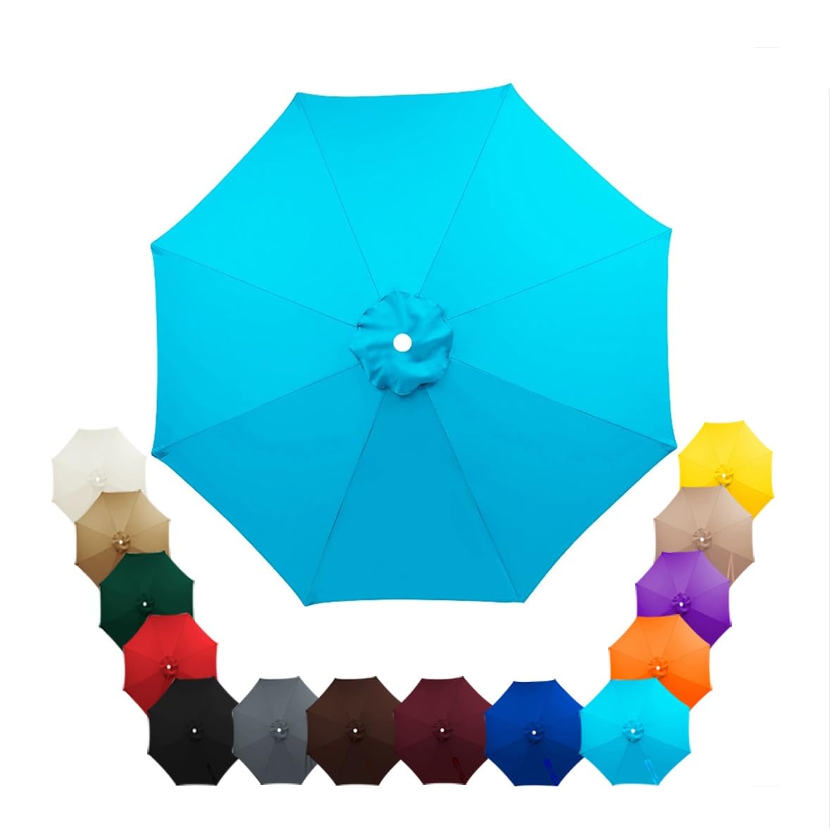 Parasol Replacement Canopy 2.5m, 2.7m, 3.5m, 6/8 Arms , Garden Umbrella Replacement Parasol Fabric, for Yard, Beach, Garden Umbrella, Canopy Only, Beige(Lake blue,2m/8-Ribs) โ image 1
