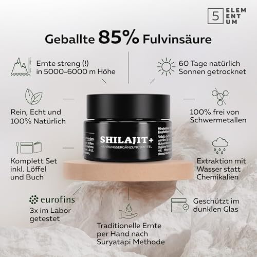 Shilajit Original Himalaya – 60g (30g x2) - 120 Tage Vorrat – Premium Pure Shilajit Hochdosiert Aus Himalya Handernte Inkl. 500mg Dosierlöffel 4