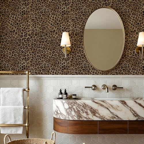 Papel pintado leopardo autoadhesivo de 44x300 cm vinilo extraíble 5