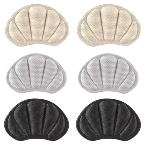 3 pares de taloneras, almohadillas antideslizantes para zapatos grandes, almohadillas antideslizantes para calzado deportivo de hombre y mujer (color piel + negro + gris)
