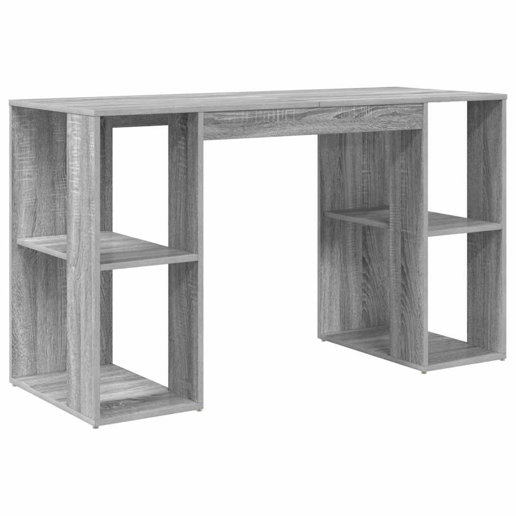 Sonoma szare biurko 130 x 50,5 x 75 cm drewno konstrukcyjne z półkami