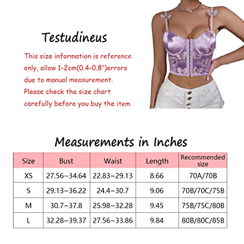 Testudineus Women Silky Satin Front Push Up Bustier Chic Butterfly Applique Corset Bra Vest Tight Sleeveless Tube Top - Image 3