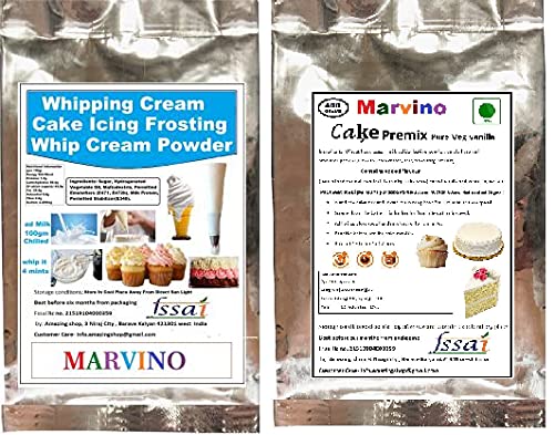 Marvino Ready to Bake Premix Vanilla 500 grm & Vanilla Whipping Cream 100 Grm