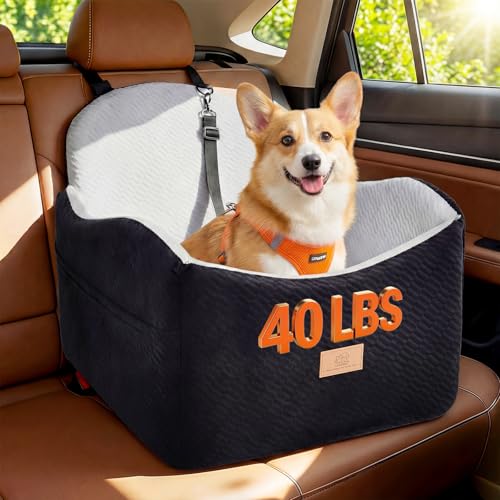 Dog Car Seat for Medium/Small Dogs, Dog Booster Car Seat, Pet Booster Seats Up to 40lbs with...