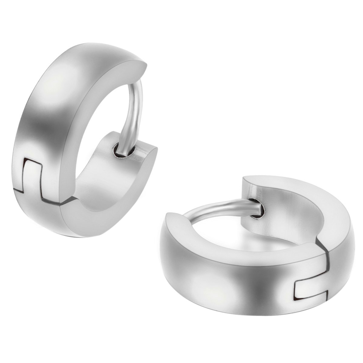 JewelryWe Schmuck Herren Damen Ohrringe, Creolen Ohrstecker, Edelstahl, Silber Schwarz Gold