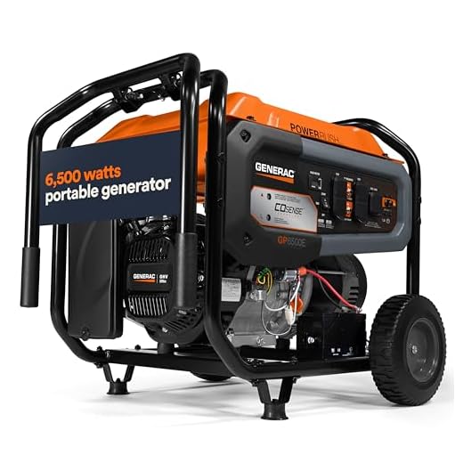 Generac 7682 GP6500E Portable Generator, Orange, Black