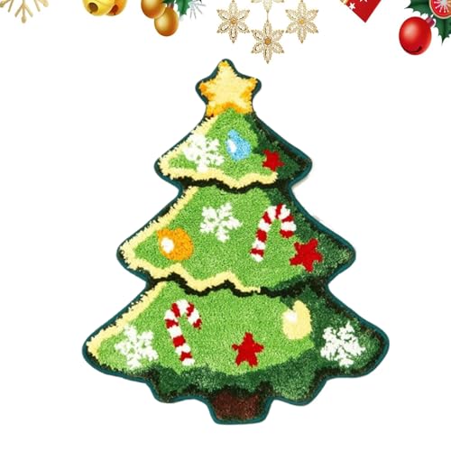 クリスマス バスルーム マット,バスルーム フロアマット 速乾 - 滑り止め カートゥーン ツリー デザイン パッド 洗える かわいい ホリデー 装?,ホリデーデコレーション
