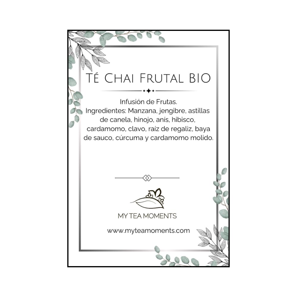 Chai Frutal Cultivo Sostenible a Granel 100 Gramos - Cultivo Sostenible - Ingredientes Naturales: Anís, Baya de Saúco, Canela, Cardamomo, Clavo, Cúrcuma, Hibisco, Hinojo, Jengibre, Manzana, Regaliz.
