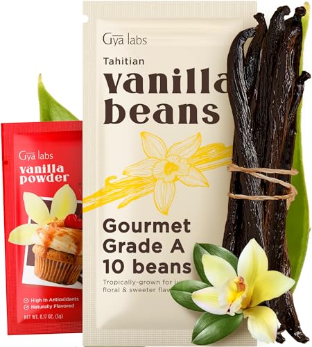 Gya Labs 10 Tahitian Vanilla Beans - Grade A 5-7 Inches Long, Caviar Rich & Flavorful Pods for...