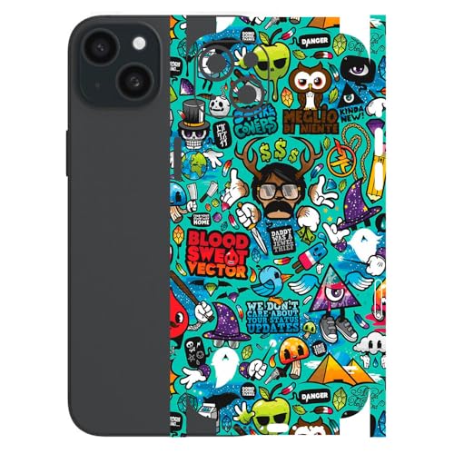 Image of AtOdds - Full Body Back Screen Guard Protector Film - Lamination Wrap Skin Sticker for iPhone 15 Plus | Scratchproof Matte Finish (Design - Graffiti)