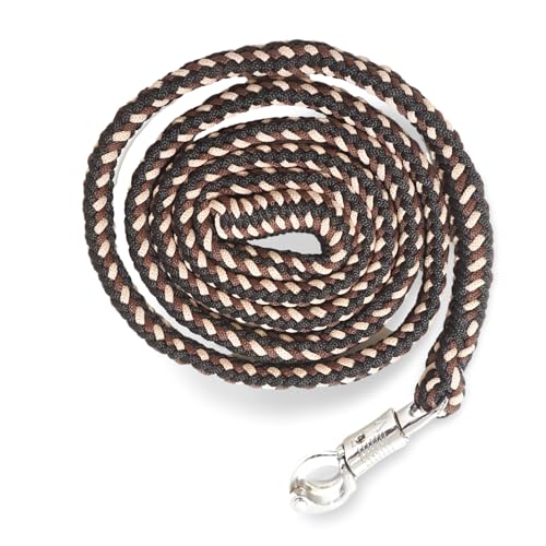 Führstrick Pferd Anbindestrick für Pferde mit stabilem Panikhaken Länge 2m viele Farben (Braun-Beige-Schwarz)