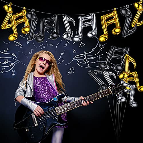 Lenwen 30 Pieces Music Note Foil Mylar Balloons Music Note Aluminum Foil Balloons Music Party Decorations For Music Themed Party Birthday Baby Shower Home Outdoor Party Celebrations, Black Gold Silver #TOP3