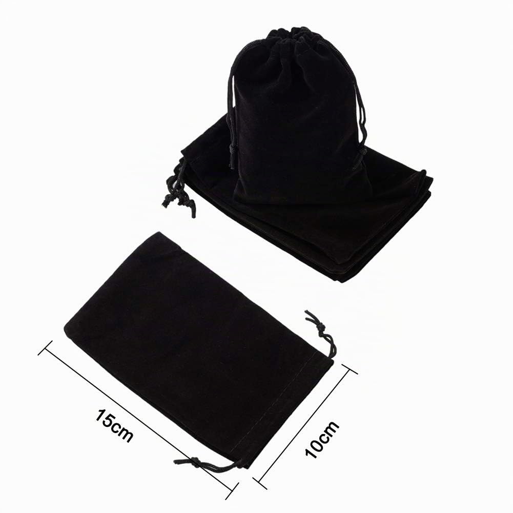 NBEADS 5 Bolsos del Terciopelo, Bolsa de Terciopelo Negro de 10×15 cm Bolsas de Tela con Cordón para Decoración de Navidad Joyas, Tapones para Oídos Y Llaveros