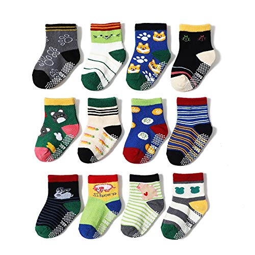 12 Pares/Conjunto niños Calcetines bebé niña Antideslizante niño elástico Tejido algodón yc0209 (Color : KB130, Kid Size : M (1 to 3 Years))