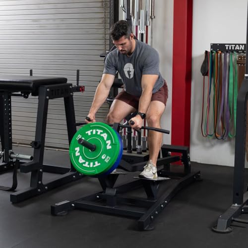 Image of Titan Fitness Plate-Loaded Standing T-Bar Row Machine, Adjustable Multi-Grip Handles, Fits Olympic Weight Plates, Multi-Joint Back Row Exercise Machine for Upper Body Strength