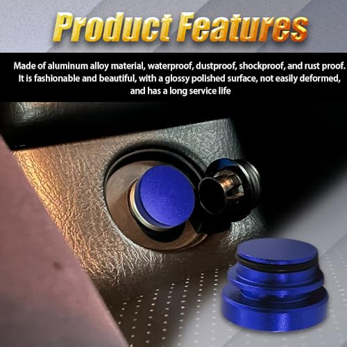 Image of Car Cigarette Lighter Plug Cover, Car Plug Cap, Aluminum Auto Cigarette Lighter Plug Part, Waterproof Dustproof Plug Auto Accessory for Vehicles with Standard 12 Volt Power Source (Blue)