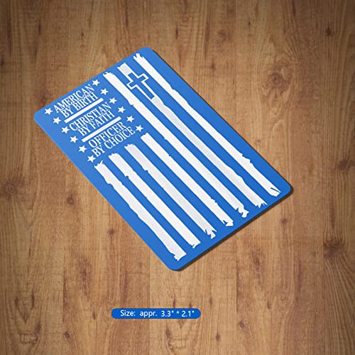 Alunmair 3PCS Metal Police Officers Prayer Card Engraved Inster Police Academy Graduation Gift Engraved on a Metal Wallet (3 Pieces, Blue V)3