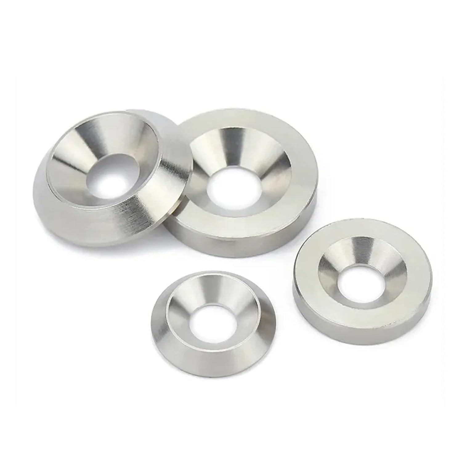 2Pcs M3 M4 M5 M6 M8 M10 Washer Solid Countersunk Head Flat Gasket 304 Stainless Steel Concave and Convex Tapered Washers(M8x25x5), Silver