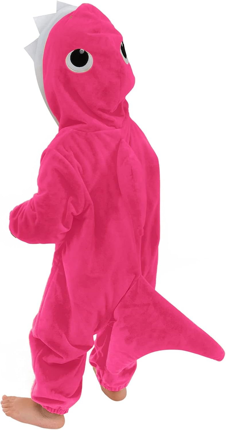 Shark Baby Costume Newborn, Infant and Toddler Boys Girls 0-4T | 90% Upgraded Flannel Fleece/ 10% Spandex, Versatile Design Feature 3D Shark Hood, Tail, Fin, Front Zipper Closure