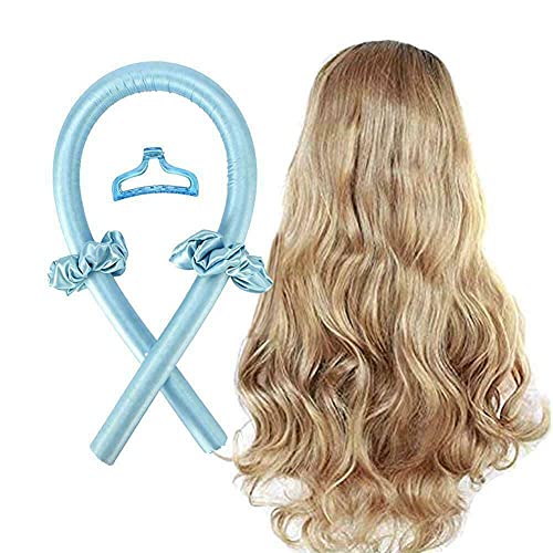 Silk Heatless Curls Headband, Curlers Heatless Curls Flexi Rods Jumbo ,Heatless Curling Rod Headband, No Heat Hair Rollers ,Heatless Hair Curling Ribbon(Blue)