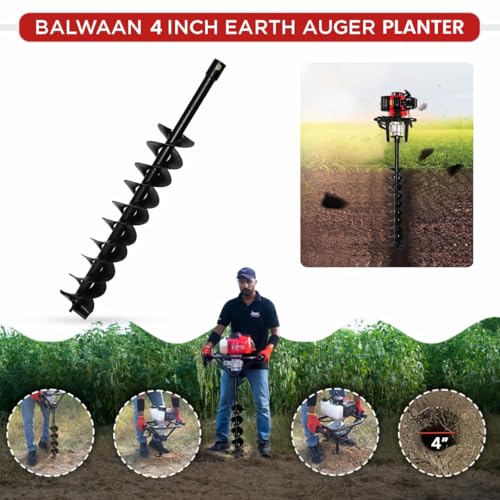 Image of BALWAAN Krishi 4-Inch Double Spiral Drill Planter | 10 cm Post Hole Digger for Fast & Efficient Planting|PT-4D