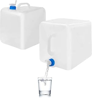 2 Pack Collapsible Water Container with Spigot, 5.3 Gal BPA Free Portable Camping Water Storage Carrier Jug for Outdoors