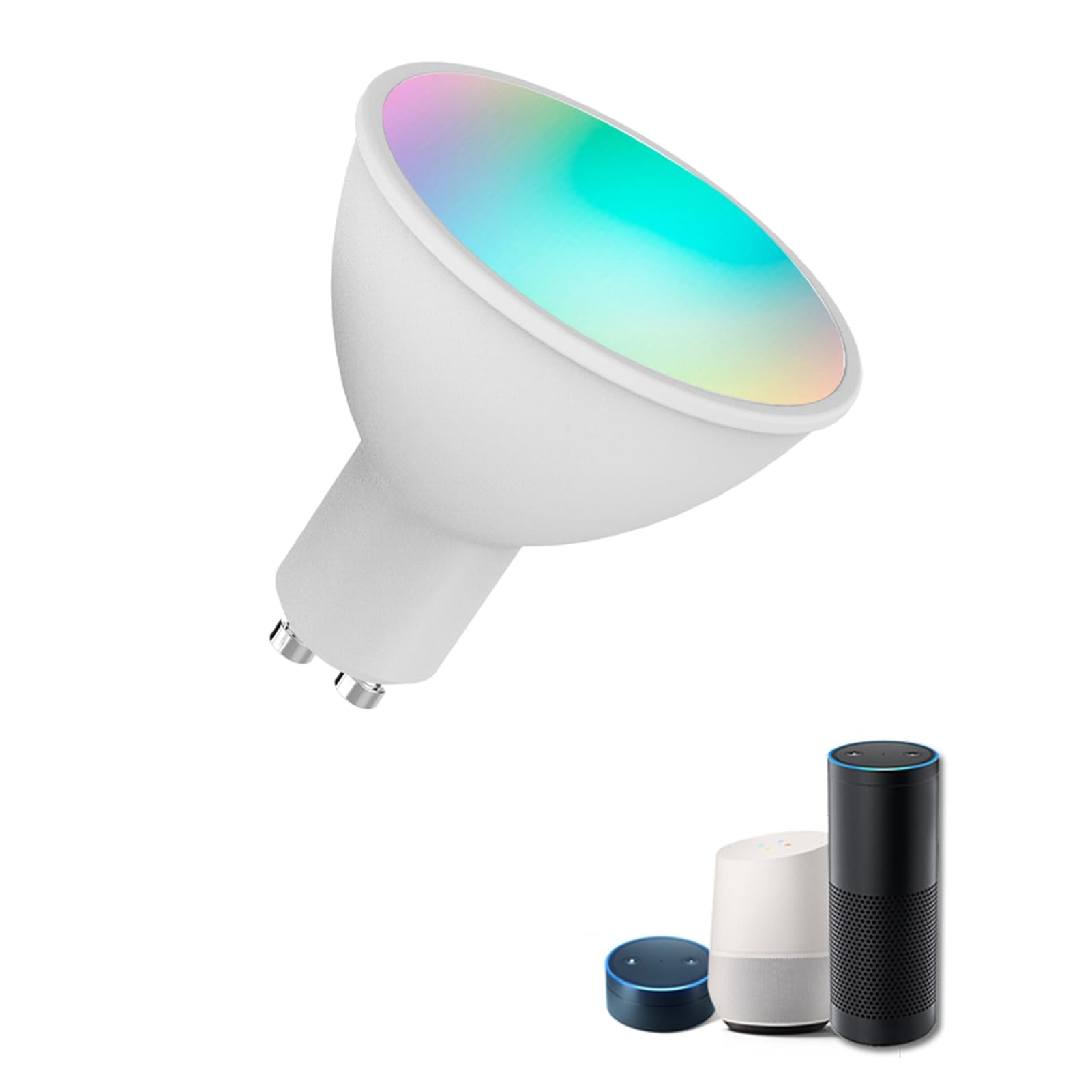 WiFi Bombilla inteligente RGB+W+C Bombilla LED 5W GU10 Luz regulable Aplicación de teléfono Control remoto Compatible con Alexa Home Tmall Elf para control de voz (5)