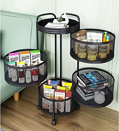 Estante giratorio 360 de cocina móvil con cestas de frutas rodantes y organizador multicapa 6