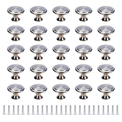 Ltsbaed Pomos para Puerta de Armario Acero Inoxidable Plateado con Tornillos Tiradores Muebles con Forma de Hongo Manijas de Cajones Perillas de Gabinete de Muebles para Cajón Puerta Cocina 25 piezas Cover