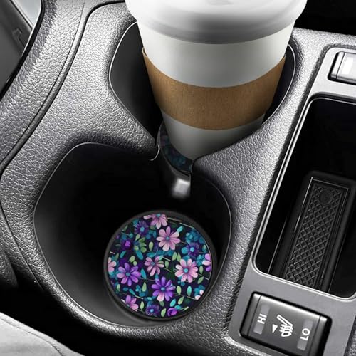 Portavasos de Madera para Auto, 2 Unidades, Estampado Camelia Púrpura miniatura 6