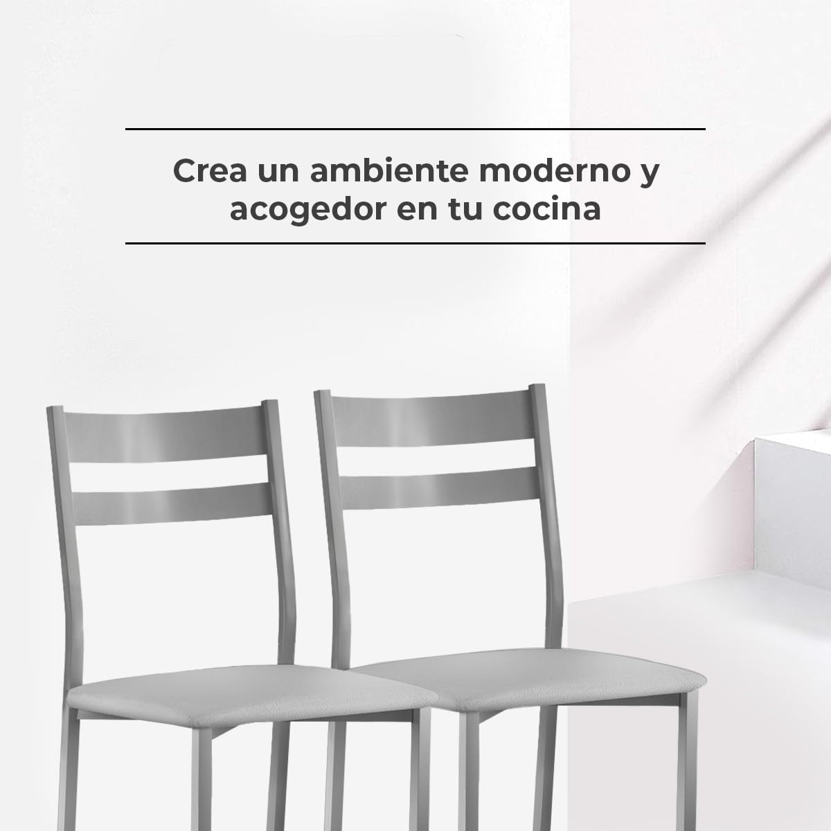 ASTIMESA Dos Sillas de Cocina Respaldo Franjas Gris