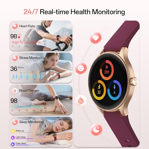 Image of Woneligo Smart Watch,1.57inch AMOLED Touchscreen Fitness Watch for iPhone & Android,Heart Rate /Sp02 /Sleep Monitor,110+ Sport Modes IP68 Waterproof Bluetooth Calls,2 Bands (Purple, 1.27)