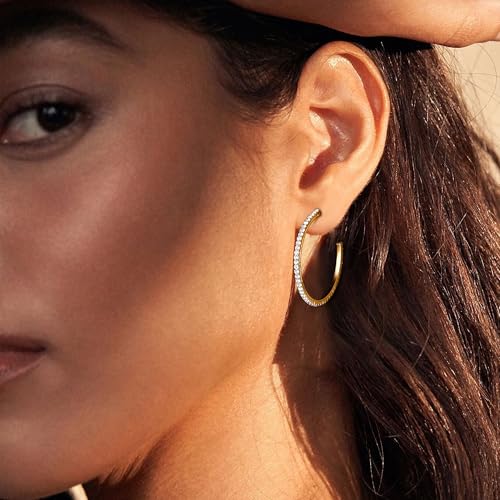 Clip On Hoop Earrings for Women Non Pierced Ears,Gold Clip On Earrings Non Piercing Big Stainless Steel Fake Hoops Lightweight 30-60mm4