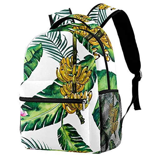 Sac à dos de voyage motif tropical blanc idéal pour les sorties scolaires et excursions ados