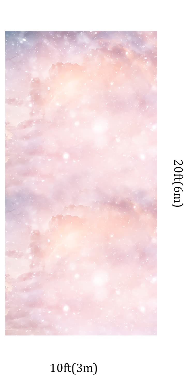 Kate Pink Dreamlike Cloud Photography Backdrops Mysterious Starry Sky Glitter Portrait Photo Studio Background: 10x20ft