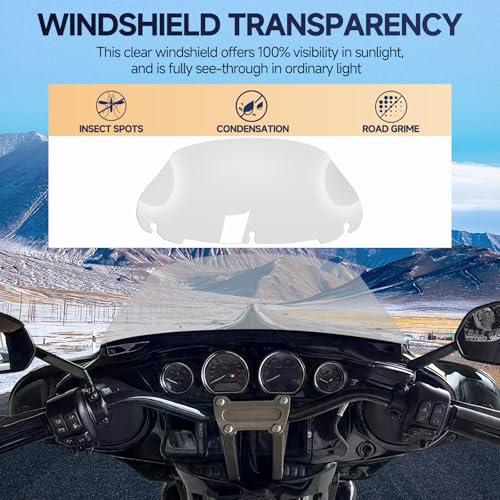Image of Clear 9 inch Motorcycle Windshield Windscreen Compatible for 2014-2023 Harley Davidson Touring Street Glide /Electra Glide /Ultra Limited /Tri Glide FLHT FLHX FLHXS FLHTK